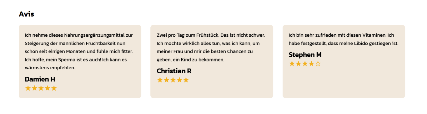 Echte Kundenbewertungen zu Nahrungsergänzungsmitteln zur Steigerung der männlichen Fruchtbarkeit